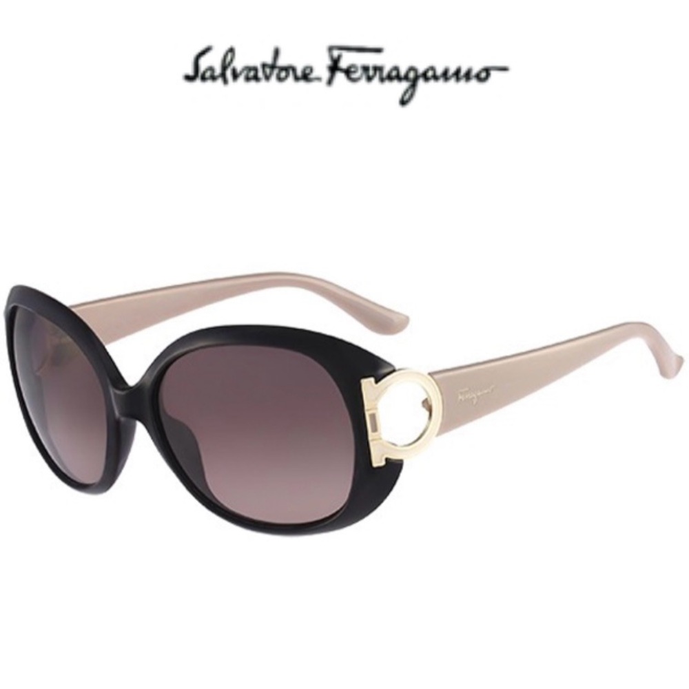 Salvatore Ferragamo Black and Mauve 57mm Sunglasses
